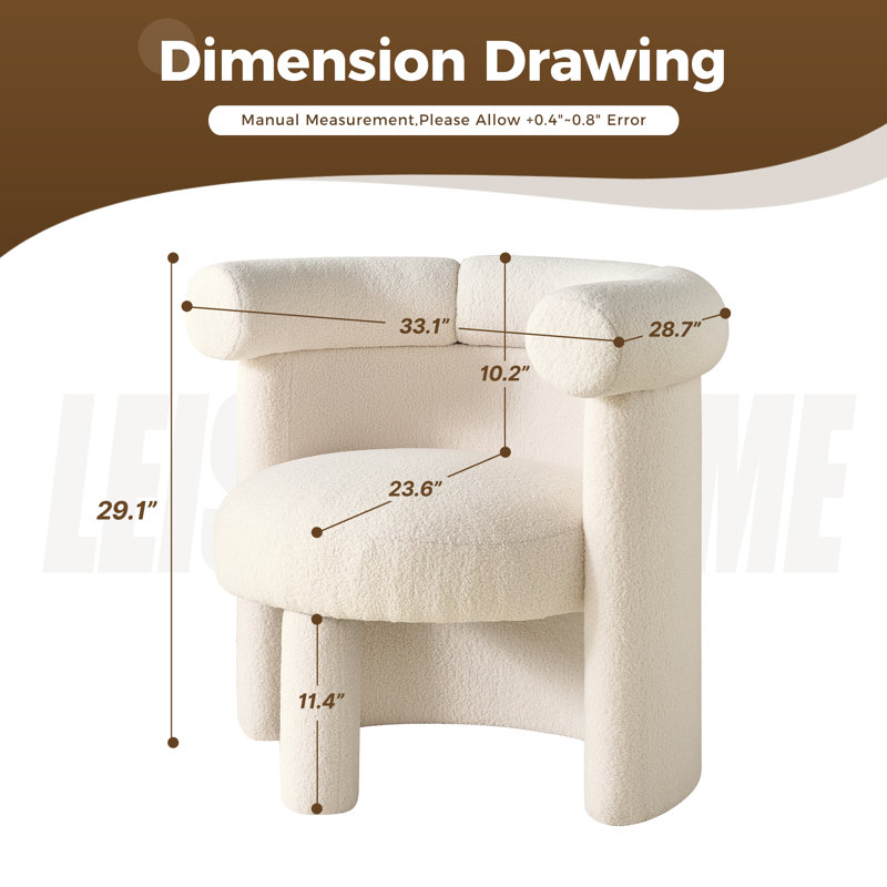Fauteuil demi-tonneau Modern Modern, White Teddy