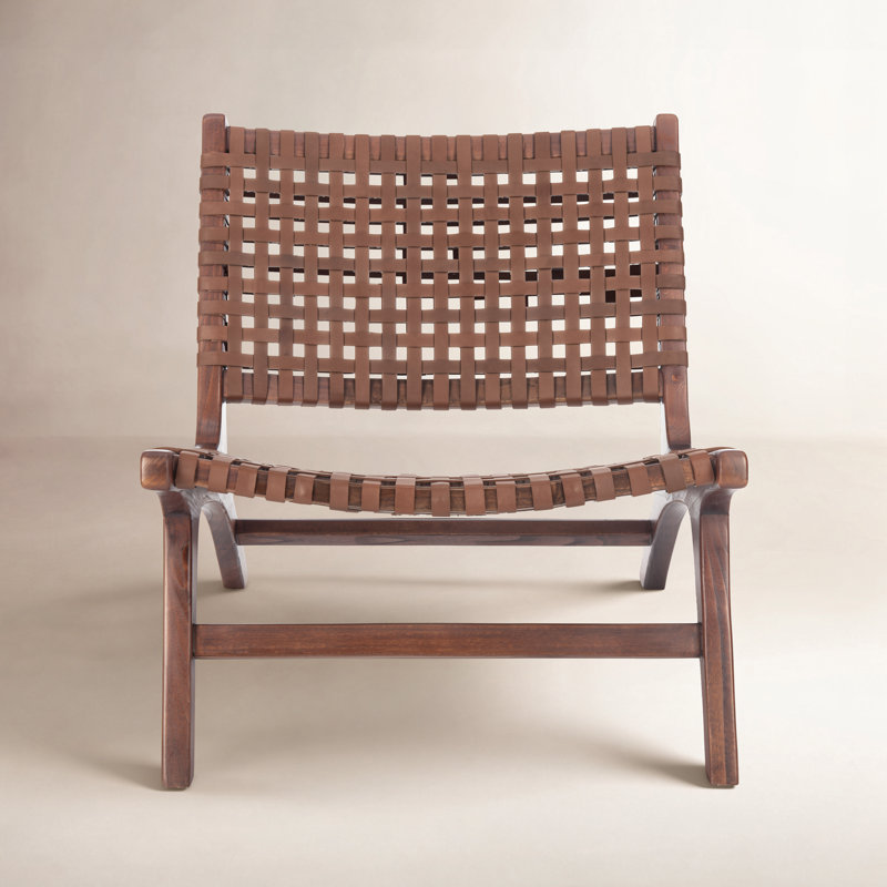 Denman Upholstered Side Chair, Cognac/Brown Genuine Leather