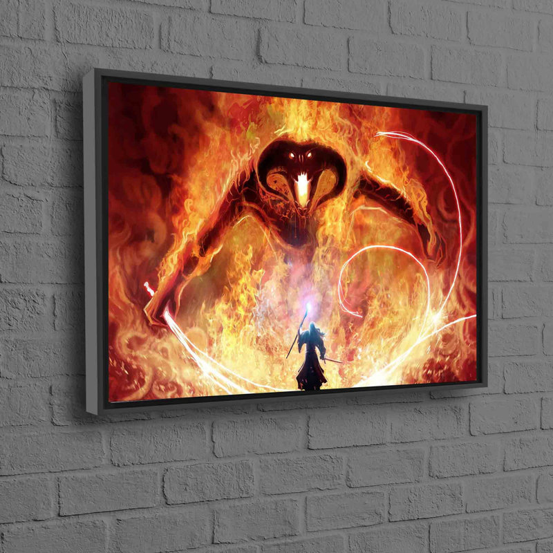 Art mural moderne sur toile à thème Modern Wizard and Monster, Noir, Reproduction encadrée sans passe-partout