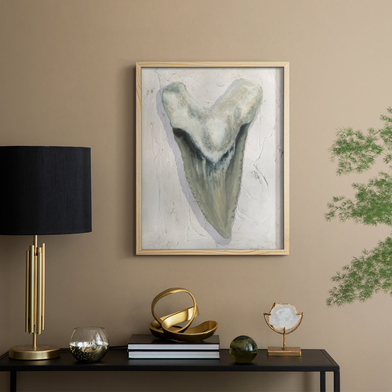 Watercolor Sharks Tooth II Framed Print - Solid Wood, 30" H x 24" W, Natural Framed