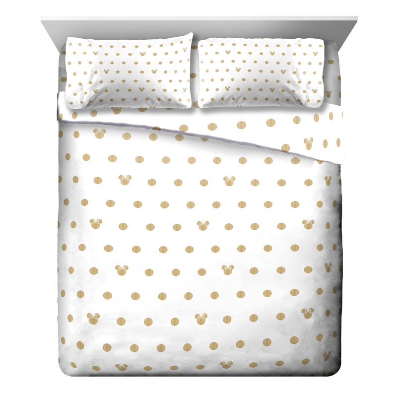 Black and Gold Dots Microfiber Sheet Set, Full