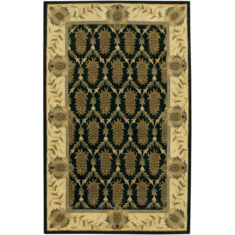 Tapis noir / brun en laine touffeté à la main Fulgham, Rectangle 7 pi 9 po x 10 pi 6 po