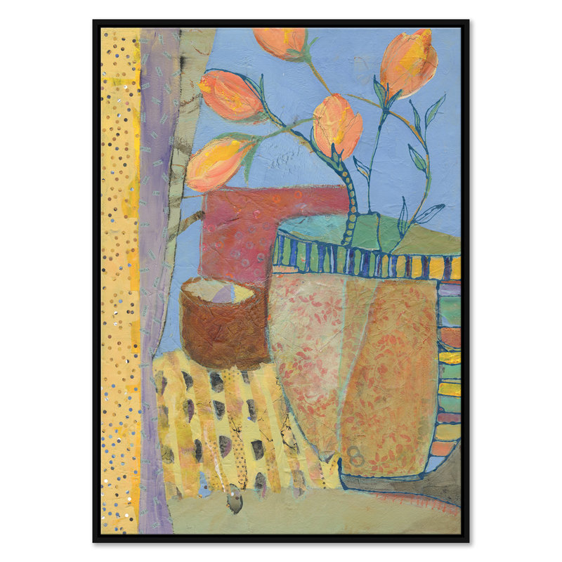 Yellow Tulips by Jill Krasner - Single Picture Frame Painting on Canvas, Black
