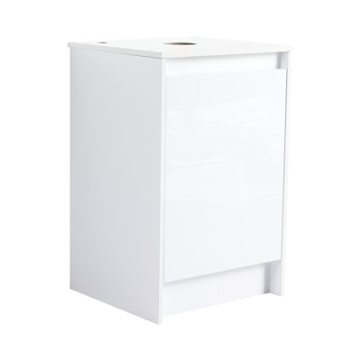 20" Freestanding Glossy White Bathroom Cabinet, Soft Closing Function For Smooth Use, Peaceful Design Style, Bottom Storage, Top Board With Adjustable Faucet Hole, Kd - Packing, Organizer Modern