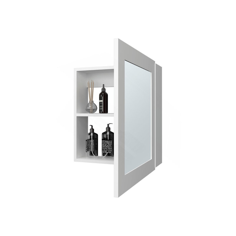 Pharmacie Payson en mélamine avec miroir inclus, Blanc