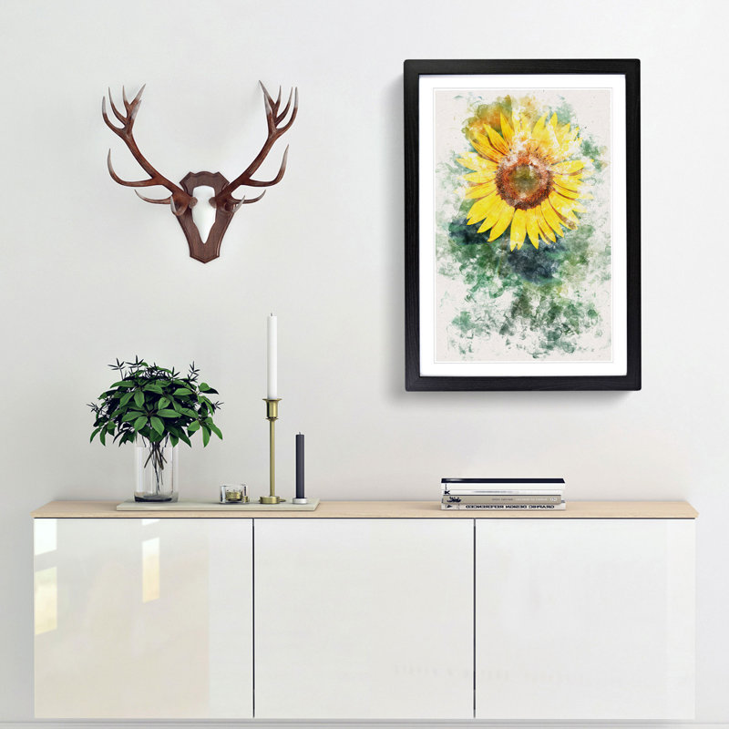 The Sunflower - Single Picture Frame Print on MDF, 63cm H x 45cm W x 2cm D, Black Framed