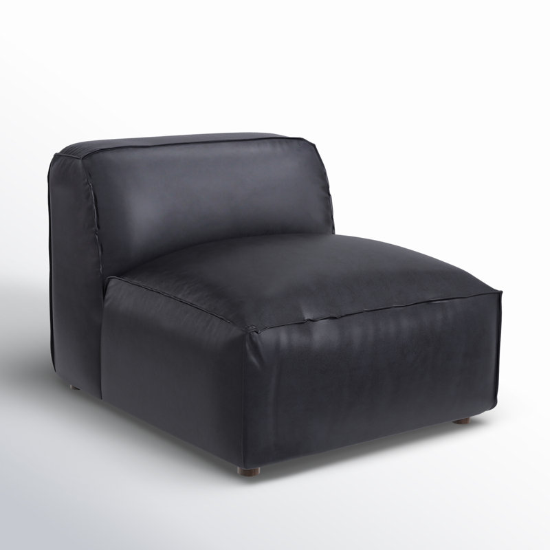 Foley Genuine Leather Slipper Chair, Black Top Grain Leather
