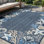 Tapis intérieur / extérieur bleu marine / ivoire Coastal Border
