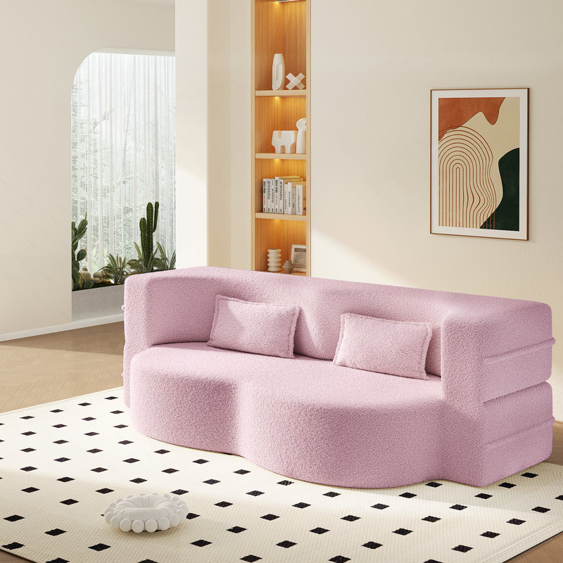 Canapé-lit Boneless Convertible, H 30 po x l 78 po x P 39,8 po, Rose