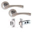 5 Pairs Astrid Design Door Handles on Round Rose in Duo Chrome Finish with 2.5" Tubular Latch - 52mm Diameter