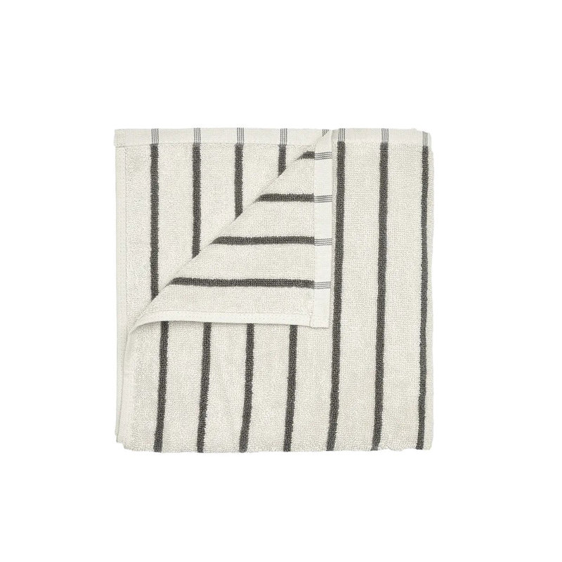 100% Cotton Hand Towel, Moonbeam/Magnet Narrow Stripe