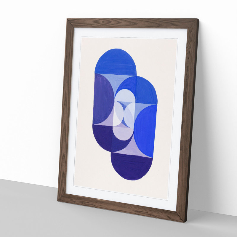 Key Blue by Joseph Schillinger - Picture Frame Painting, 48cm H x 36cm W x 2cm D, Walnut Framed