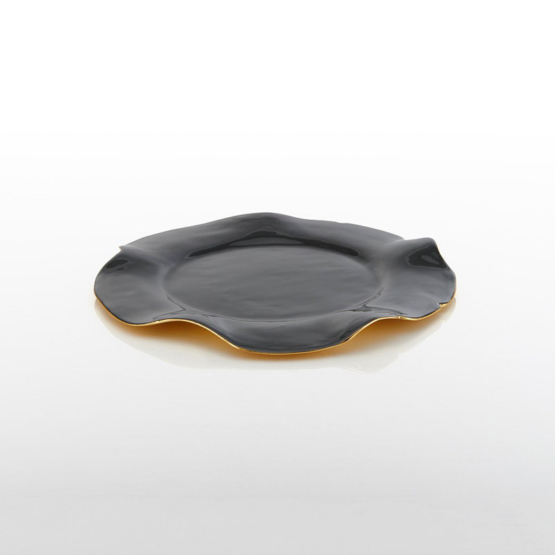 Plaque décorative abstraite en métal à volants Posh & luxe, H 1 po x l 12 po x P 12 po, Graphite