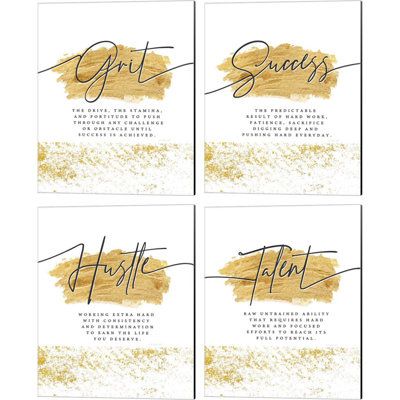 «Grit, Success, Hustle & Talent» par - Ensemble de 4 impressions sur toile tendue