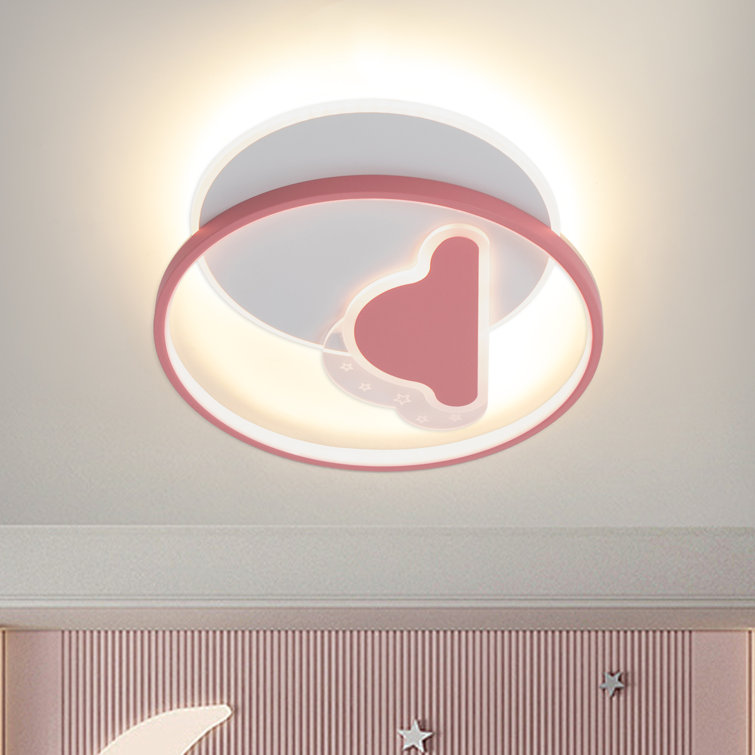 20" Modern Pink/White Cloud Dimmable LED Ceiling Light With Remote Control