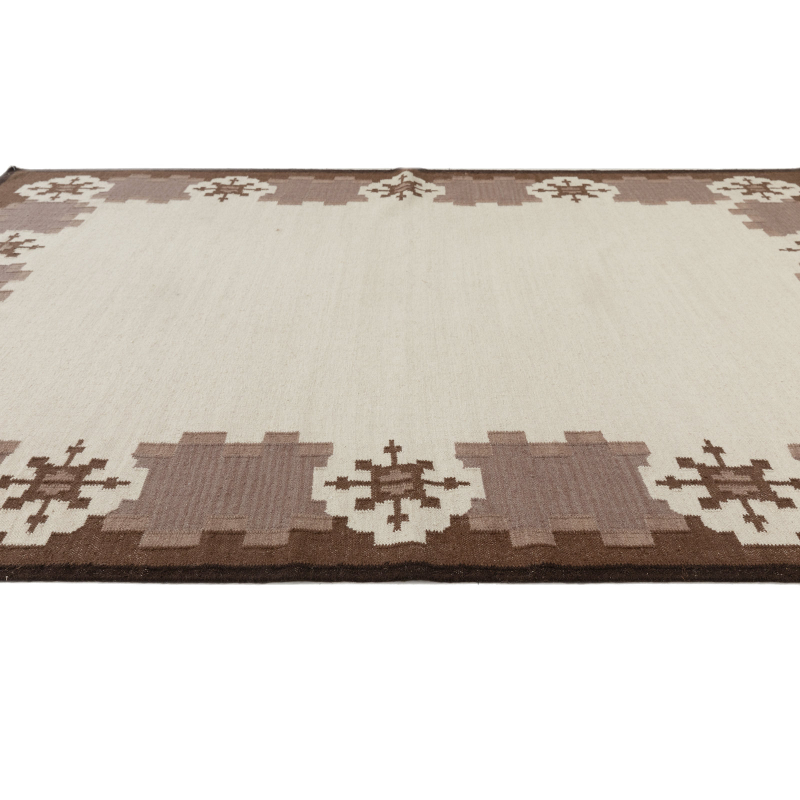Heidi Nordic Flatweave Geometric Wool Rug, 2'x3', Brown