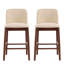 Ensemble de 2 tabourets de comptoir d'intérieur en bois rembourrés, chaise de bar, structure en noyer foncé avec revêtement beige-743908609