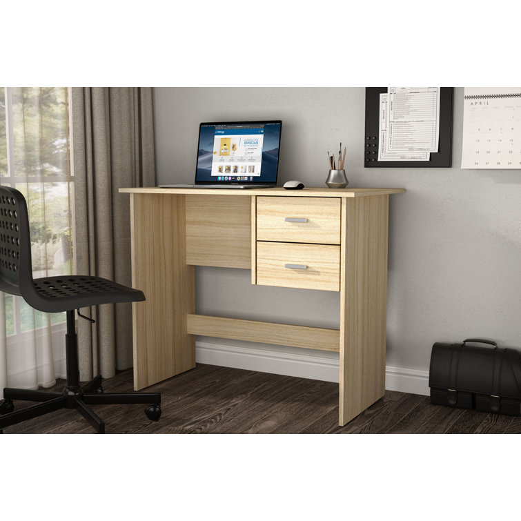 Small desks for Small Spaces Bedroom 43.3 Computer Desk with 3 Open  Cubbies - Beige & White 