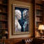 «White and Silver Robots face à face en galaxie», art mural sur toile-397136366