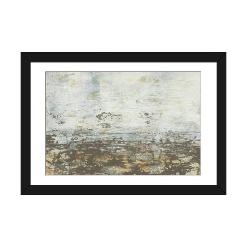 « neutral horizon iii », impression sur toile, H 16 po x l 24 po x P 1 po, Papier d'art encadré noir, Blanc