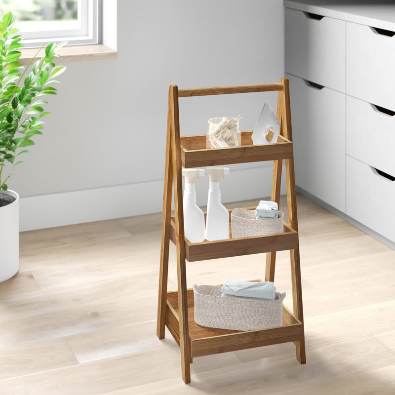 Meeka Solid Wood Bathroom Shelves, Natural