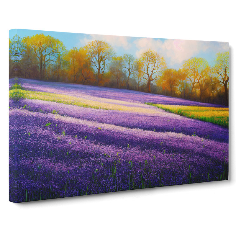 Electrifying Bluebell Field - Wrapped Canvas Painting, 35cm H x 50cm W x 3cm D