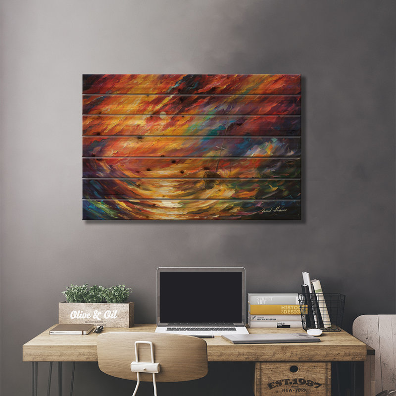 «Melksham Storm That Never Ends On Wood» par Leonid Afremov, reproduction, H 26 po x l 40 po x P 1,5 po