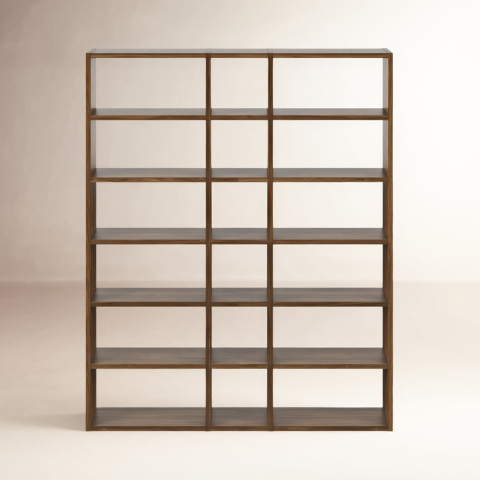 Araeya Wide Geometric Bookcase, Walnut