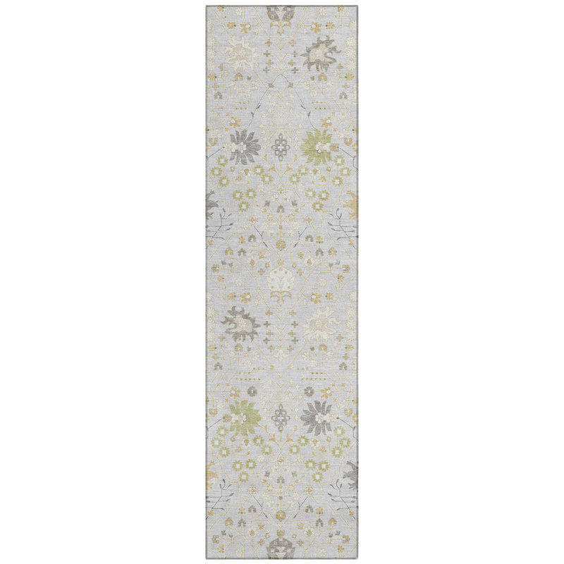 Elara Silver Washable Indoor-Outdoor Rug - , 2'3" x 7'6"