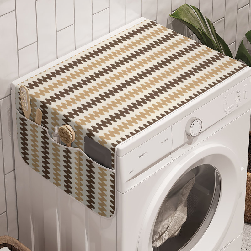 East Urban Home Striped Washing Machine Organizer Pack of 2 47" x 18.5" Champagne Umber Tan