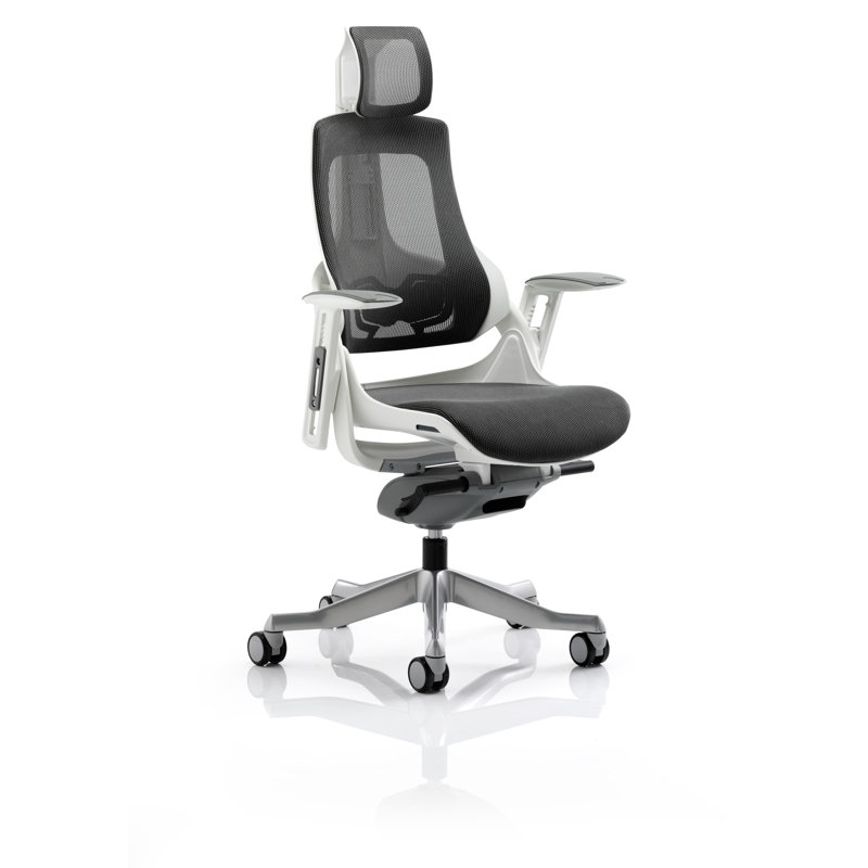 Symple Stuff Twill Executive Chair with Headrest, Charcoal