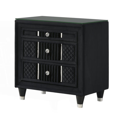 Table de chevet contemporaine 1pc avec boutons de style cristal, table de chevet