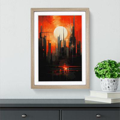 Sunset Constructivism No.2 - Single Picture Frame Print on Wood