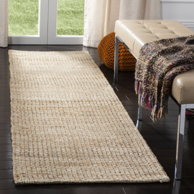 Tapis tissé à la main en jute / coton naturel / ivoire Zaragoza