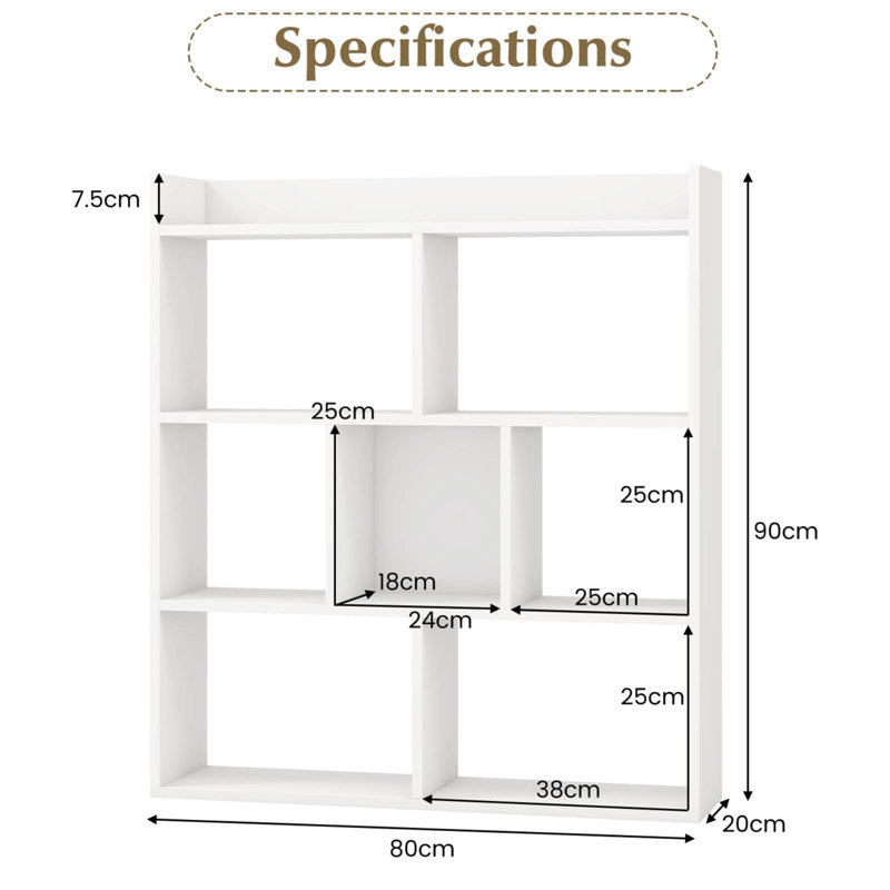 90cm H x 80cm W Standard Bookcase, White