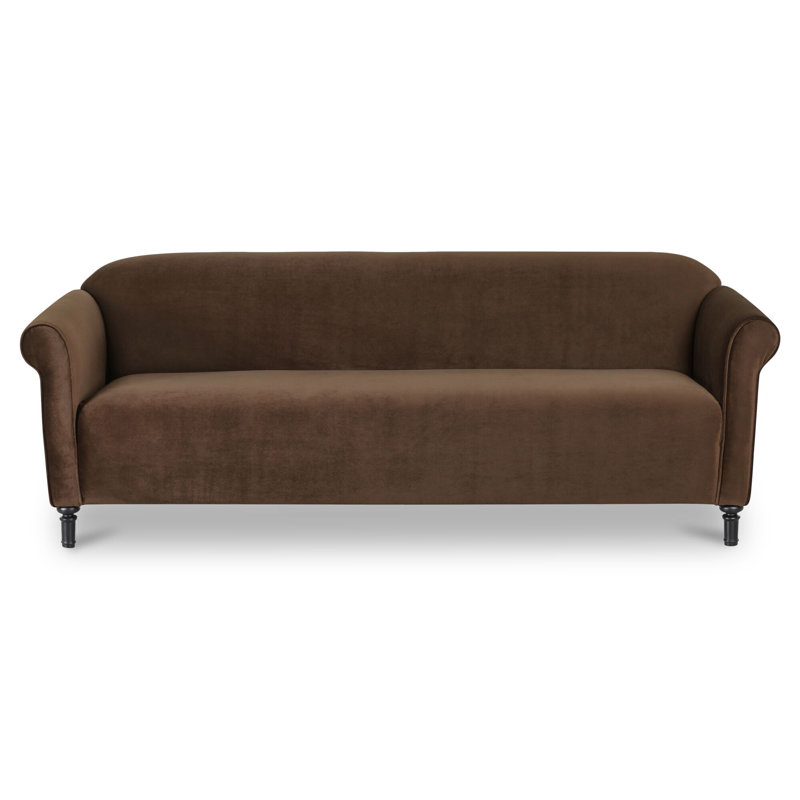 Harmony Sofa Dark Brown Faux Mohair, Brown 