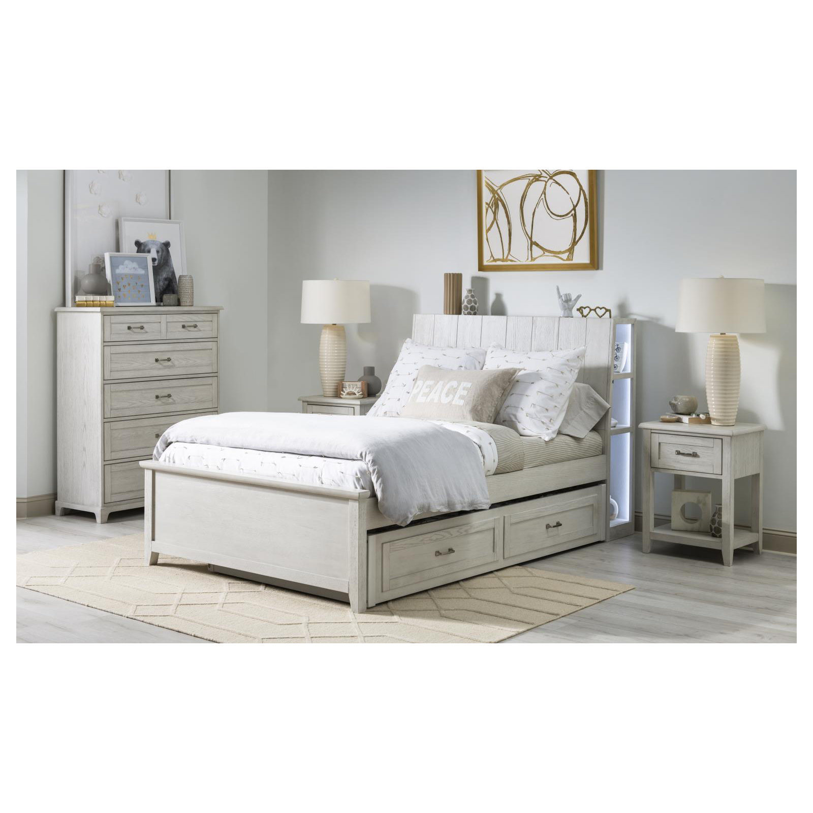 August Complete Bookcase Bed With LED Light, Twin