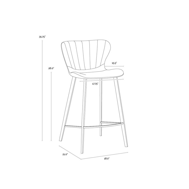 Arabella Upholstered Bar Stool, Brown, Bar Stool (30" Seat Height)