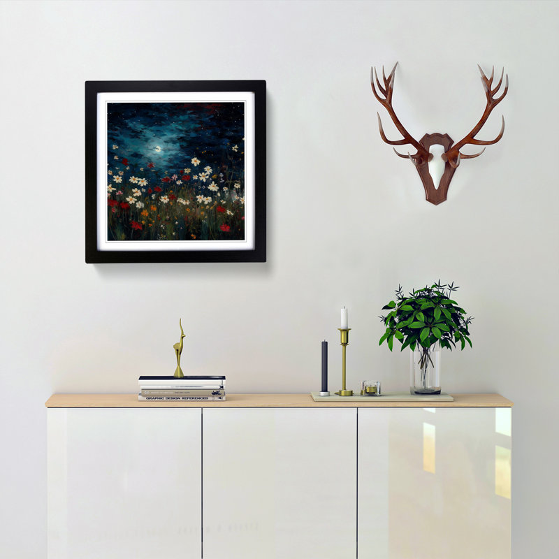 Cosmos Post-Impressionism - Framed Print, Black