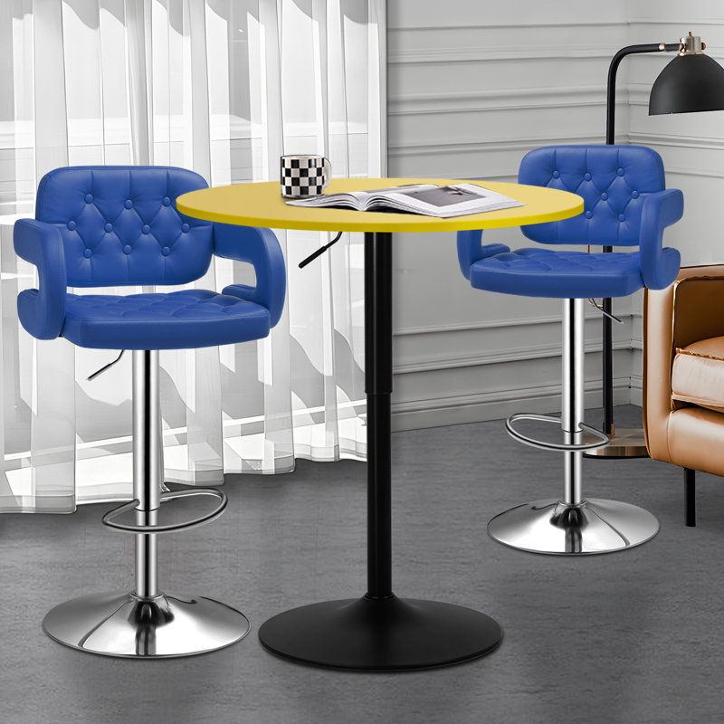 Ensemble de tabourets de bar 3 pièces Ferdinando, Jaune, Bleu