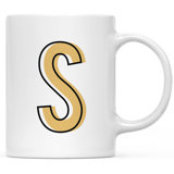 Custom Monogram Initial Coffee Mug Gift Letters A-Z, Color Block Custom 11Oz Ceramic Coffee Mug, 1-Pk