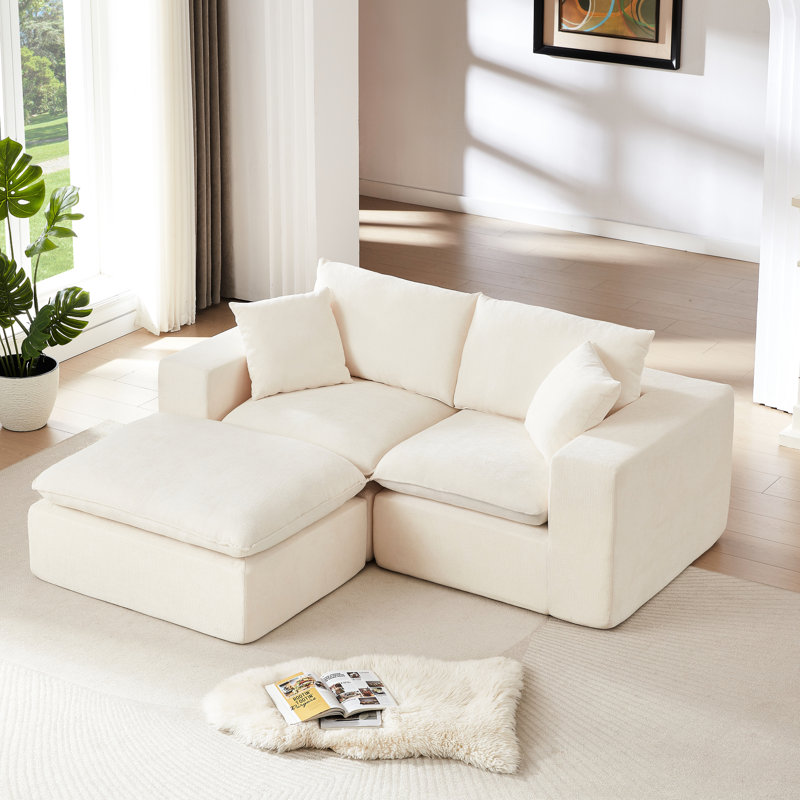 Nuage moderne à 2 places, blanc, profilé, doux et rembourré d'éponge à haute densité, idéal pour les espaces de bureau