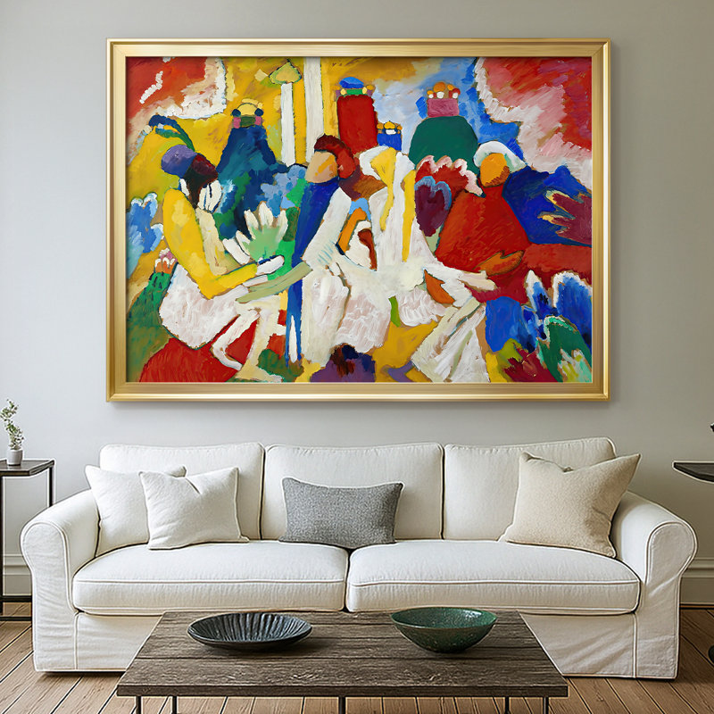 Improvisation 6 (africain) - Wassily Kandinsky - Toile tendue avec châssis, 1909, 26,5 x 36,5, Toile avec cadre, Doré