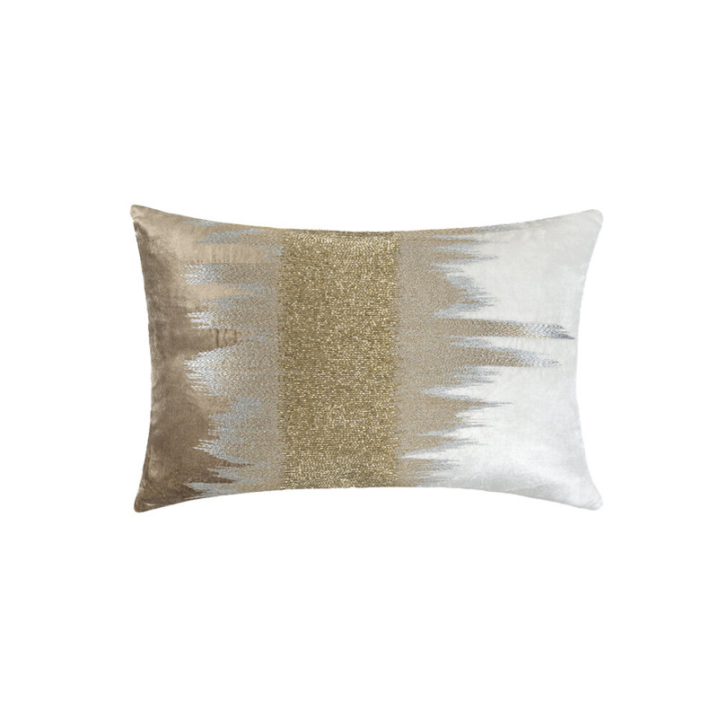 Mira Velvet Pillow Cover & Insert, Rectangular, 14” H x 20” W, Ivory