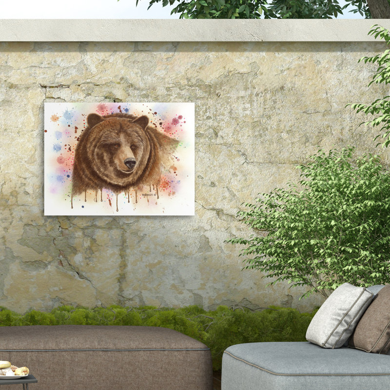 Toile d'extérieur Dave Bartholet Grizz Portrait, H 14 po x l 19 po