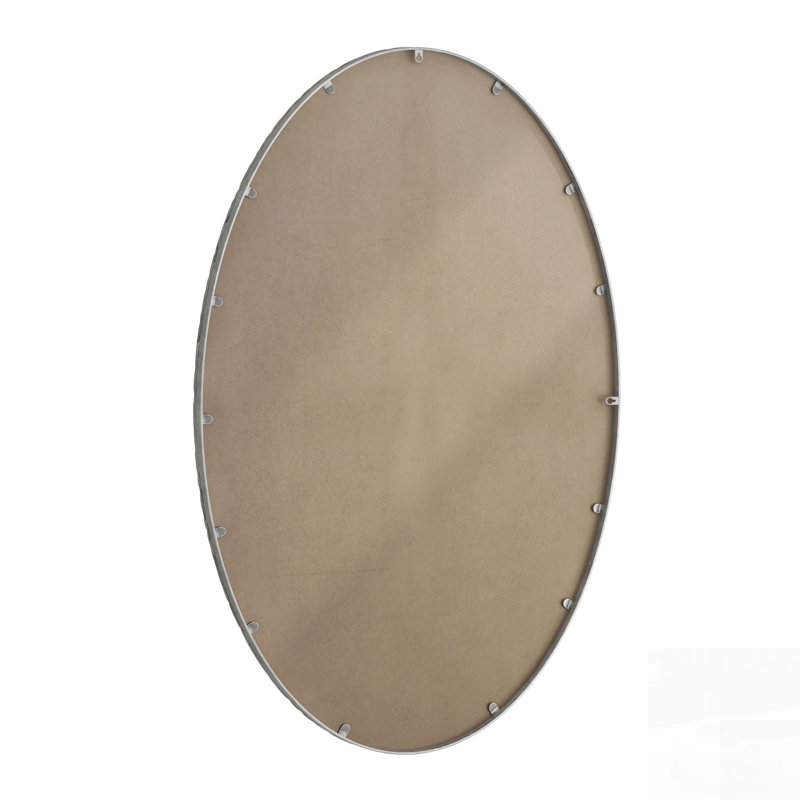 Miroir ovale rétro en fer forgé à l'effet antique, à accrocher au mur pour la salle de bain, la chambre et le salon., Argent