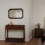 Console Mid-Century moderne cannelée avec 2 tiroirs et tablette ouverte, table d'entrée étroite à finition noyer, table de canapé mince pour le couloir, salon, petits espaces, assemblage facile
