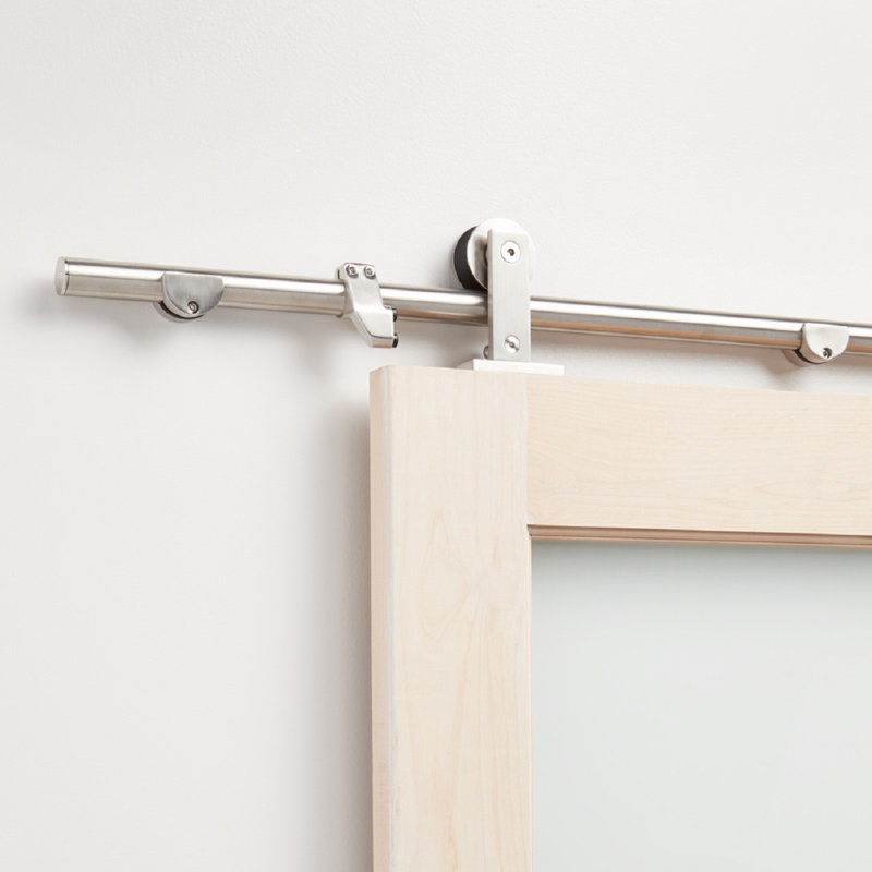 Amici 96" Stainless Steel Single Roller Barn Door Hardware Kit