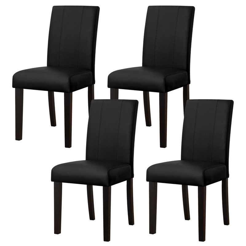Modern Faux Leather Waterproof Upholstered Dining Chair, Black