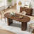 71" Oval Dining Table Kitchen Table With Tambour Double Pedestal Base-116356036